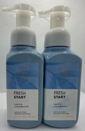 Set of 2 Aroma Fresh Start Gentle & Clean Foaming Hand Soap 8.75 Ounce Sage & Cedarwood, Blue
