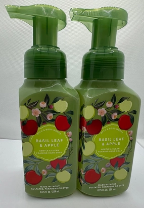 Set of 2 Basil Leaf & Apple Gentle & Clean Foaming Hand Soap 8.75 Ounce, Green