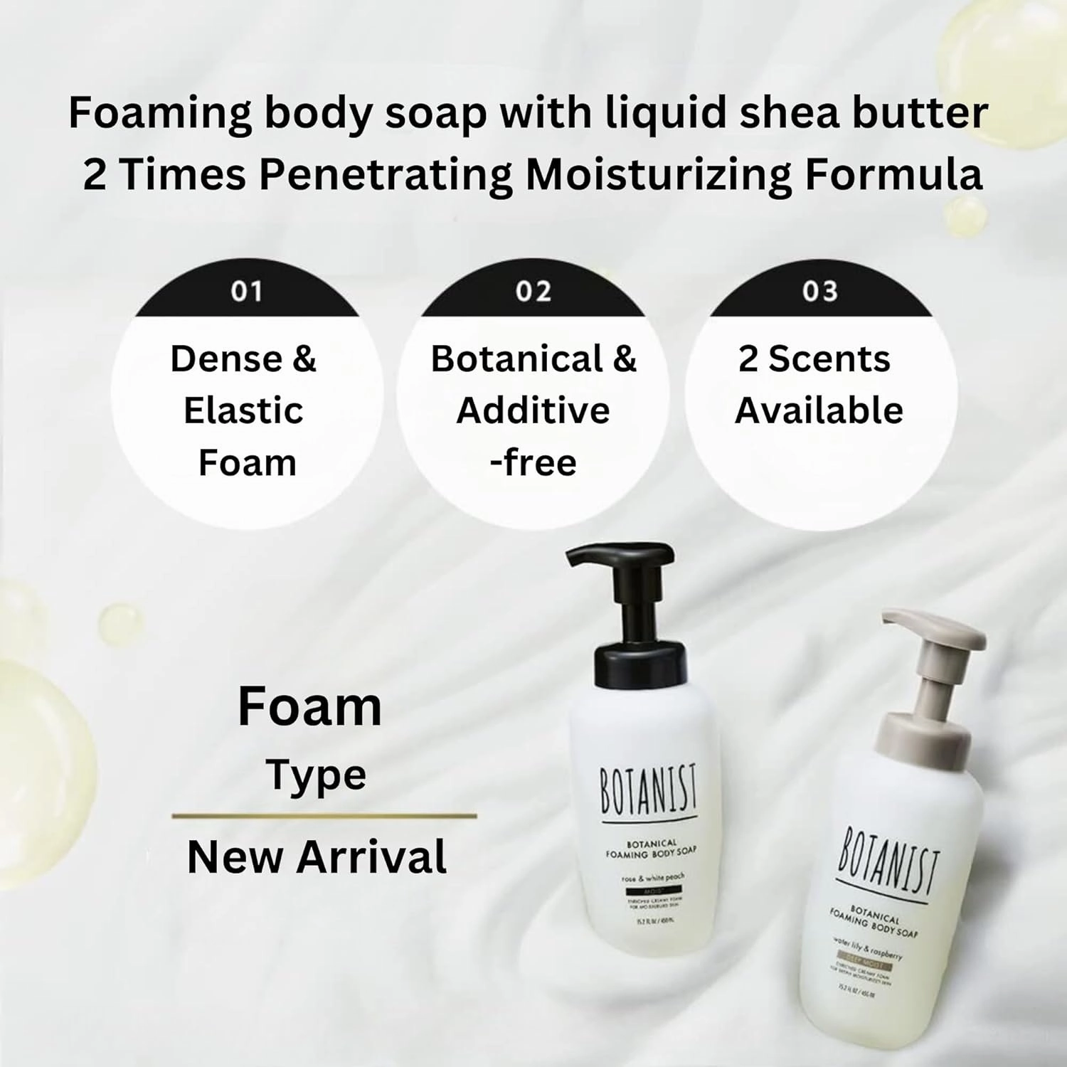 Shea Butter Body Wash Foaming for Women & Men, Organic Liquid Soap for Sensitive & Dry Skin with Botanical Buttermilk™ from Japan, Sulfate & Paraben Free, Water Lily & Raspberryh, 15.2 Fl Oz
