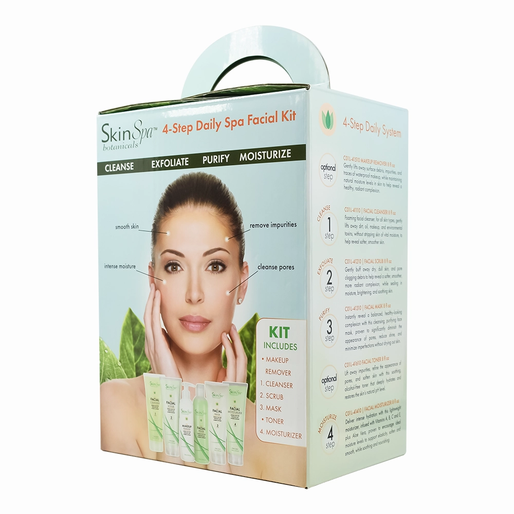 SKIN SPA - Skin Care Facial Cleanser Set, Daily Routine Kit, System, Infused with Aloe Vera - Face Wash Scrub, Cleanser, Toner, Makeup Remover, Clay Mask - 8 Oz