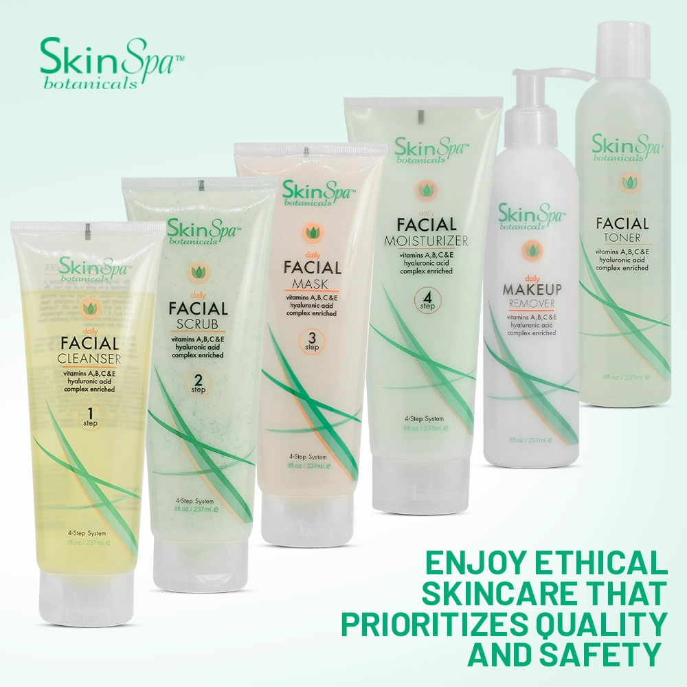 SKIN SPA - Skin Care Facial Cleanser Set, Daily Routine Kit, System, Infused with Aloe Vera - Face Wash Scrub, Cleanser, Toner, Makeup Remover, Clay Mask - 8 Oz