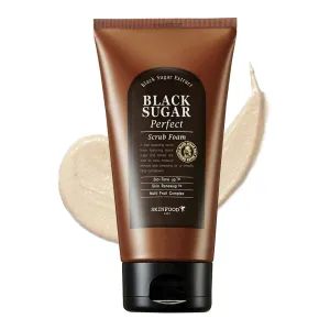 SKINFOOD Black Sugar Perfect Scrub Foam 180g - Detoxifying Pore Scrubs & Exfoliator Soft & Rich Bubble Facial Foam Cleanser, Removes Dead Skin Cells - Exfoliating Skincare for Men & Women (6.35 oz)