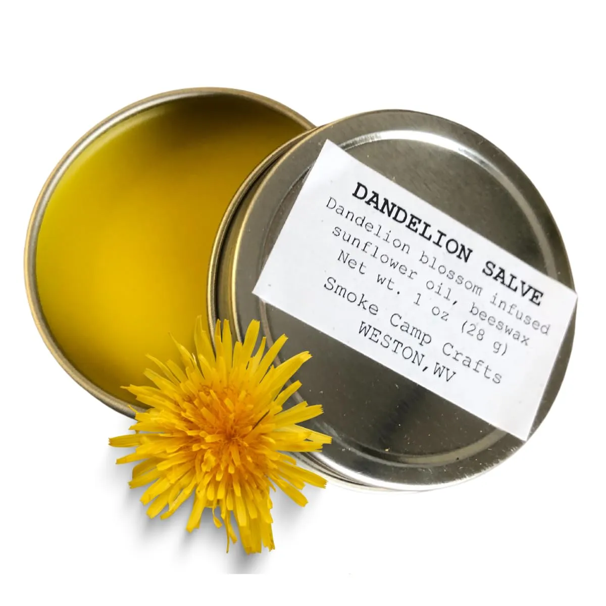 Smoke Camp Crafts Dandelion Blossom Salve - 1 oz - Made with Sunflower Oil and Beeswax - Herbal Salve Eczema Dry Skin Cream Balm for Kids and Adults