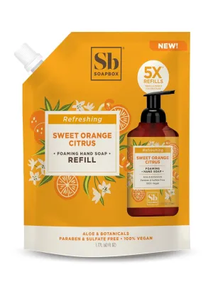 Soapbox Foaming Hand Soap Refill, Sweet Orange Citrus, Gentle & Moisturizing Foaming Hand Wash for Kitchen and Bathroom, Vegan & Cruelty Free, 64oz Half Gallon Refill, Pack of 1