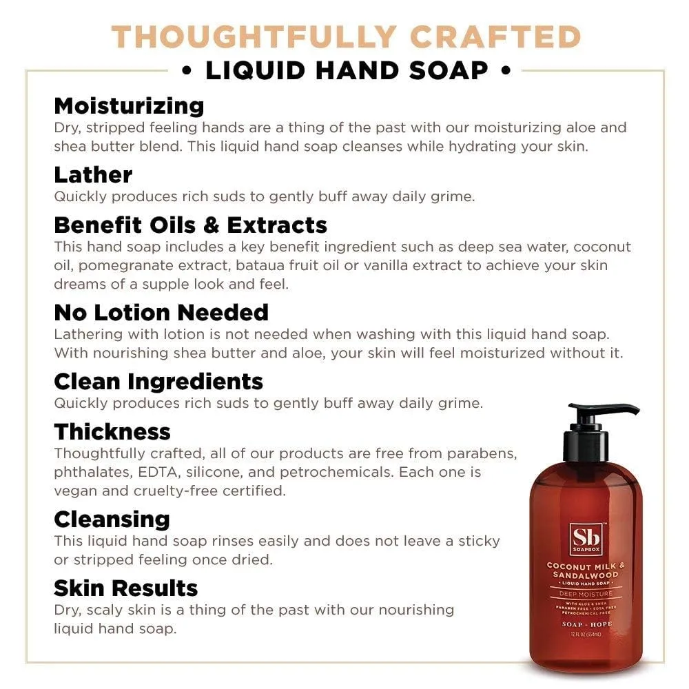 Soapbox Hand Soap Variety Pack (Coconut, Lavender, Meyer Lemon) Liquid Hand Soap, Moisturizing Wash with Shea Butter & Aloe Vera, Pack of 3 Bottles with Pump Dispenser, 12oz Each
