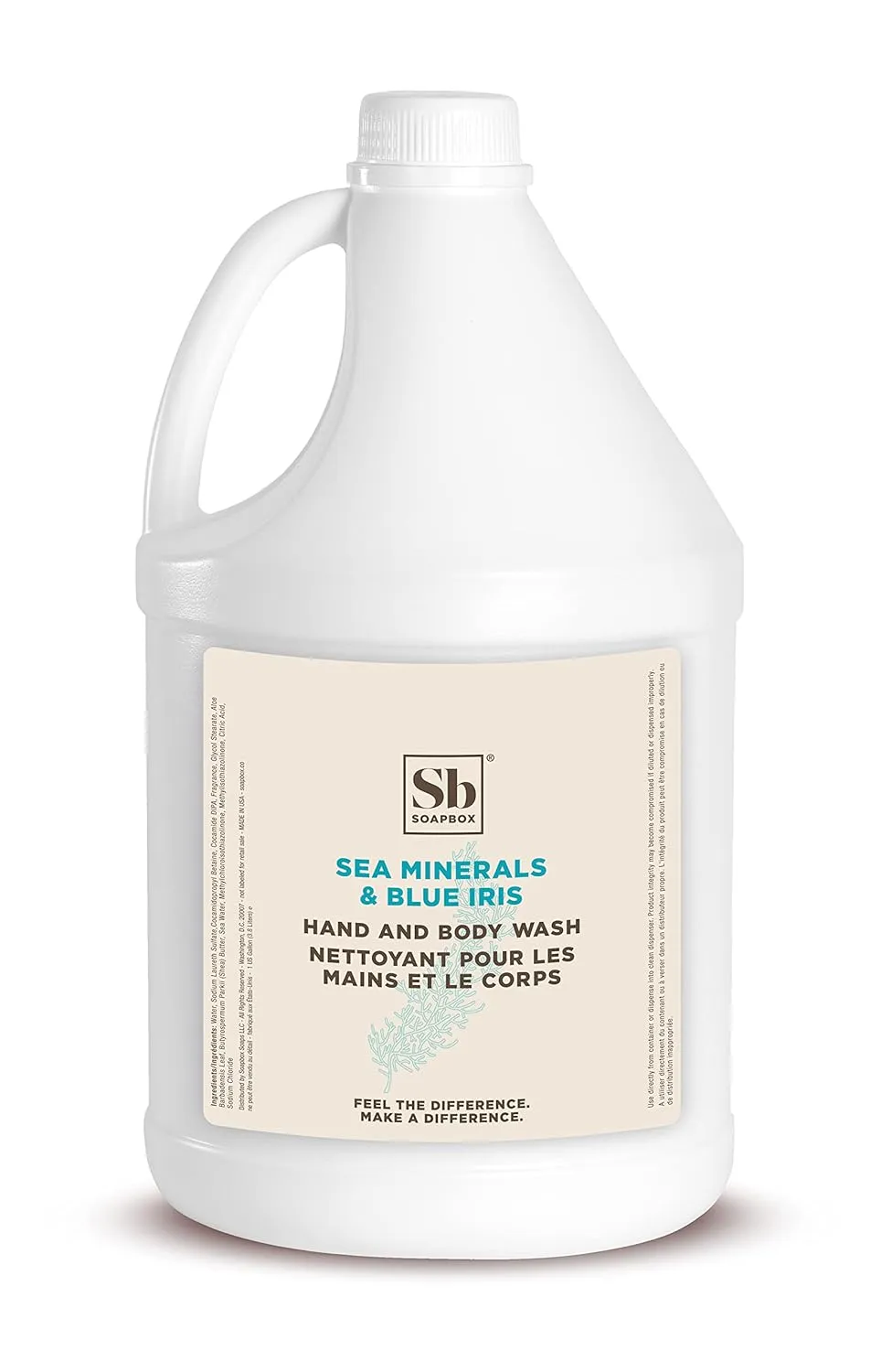 Soapbox Liquid Hand Soap & Body Wash, Sea Minerals & Blue Iris - Gentle, Moisturizing Hand & Body Cleanser, Vegan, Cruelty Free Hand Soap Refill for Bathroom, Kitchen, Professional Use - Gallon Size
