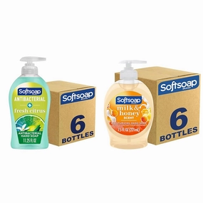 Softsoap Antibacterial & Moisturizing Hand Soap Bundle, Fresh Citrus & Milk Honey Scents, 11.25oz, 6 Pack & 7.5oz, 6 Pack