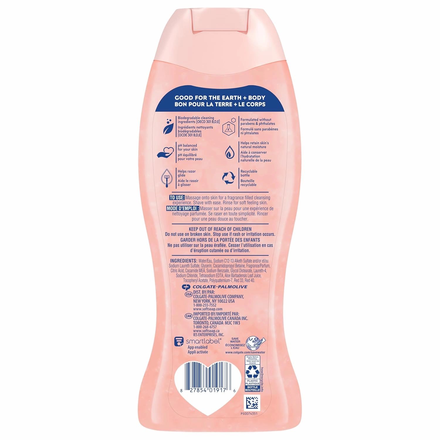 Softsoap Moisturizing Body Wash and Shave Gel, Creamy Strawberry Scent, 20 fl oz Bottle (Pack of 4)
