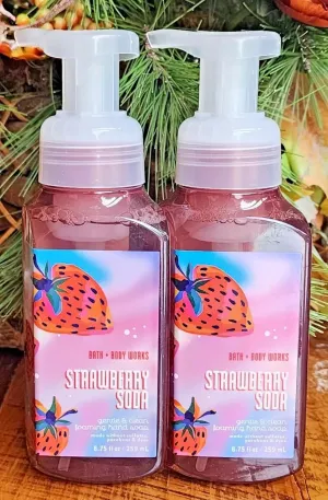 Strawberry Soda Gentle & Clean Foaming Hand Soap by Bath Bod Works, Full Size, 8.75 fl oz/259 mL each, Pack of 2 (Packaging May Vary)