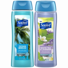 Suave Body Wash Variety 2-Pack, Ocean Breeze   White Tea & Lavender – Gentle Body Washes with Fresh Blend Oil Essence, 18 Oz Ea
