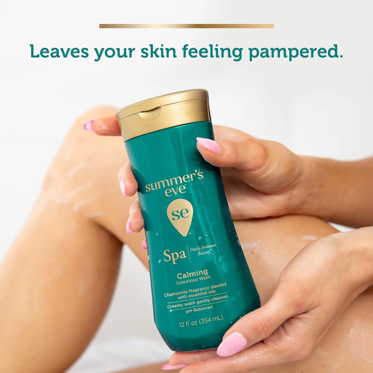 Summer's Eve Spa Daily Intimate Wash, Luxurious Cleansing All Over Feminine Body Wash, Calming Chamomile pH-Balanced Feminine Wash, 12oz Bottle