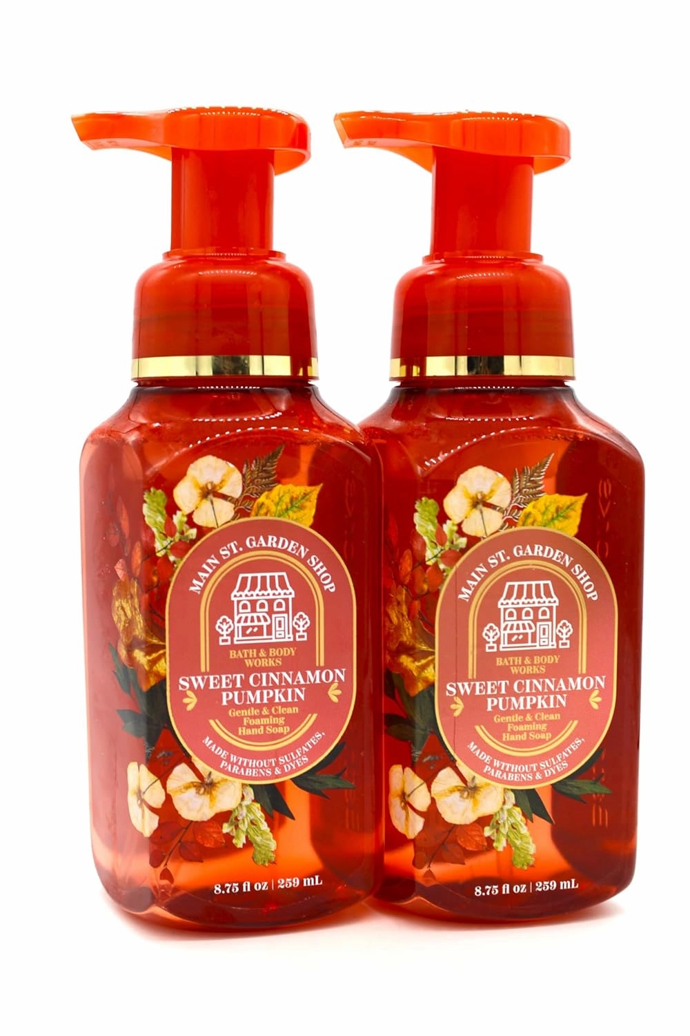 Sweet Cinnamon Pumpkin (Floral Design), Bath and Body, Gentle Foaming Hand Soap, 8.75 fl oz each, 2 pack