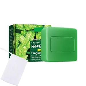 Tea tree Soap, Tea Tree Oil Peppermint Soap, for Face and Body, Deep Cleansing, Gentle Moisturizing, with Bubble Net (1pcs)