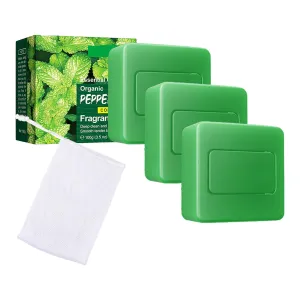 Tea tree Soap, Tea Tree Oil Peppermint Soap, for Face and Body, Deep Cleansing, Gentle Moisturizing, with Bubble Net (3pcs)