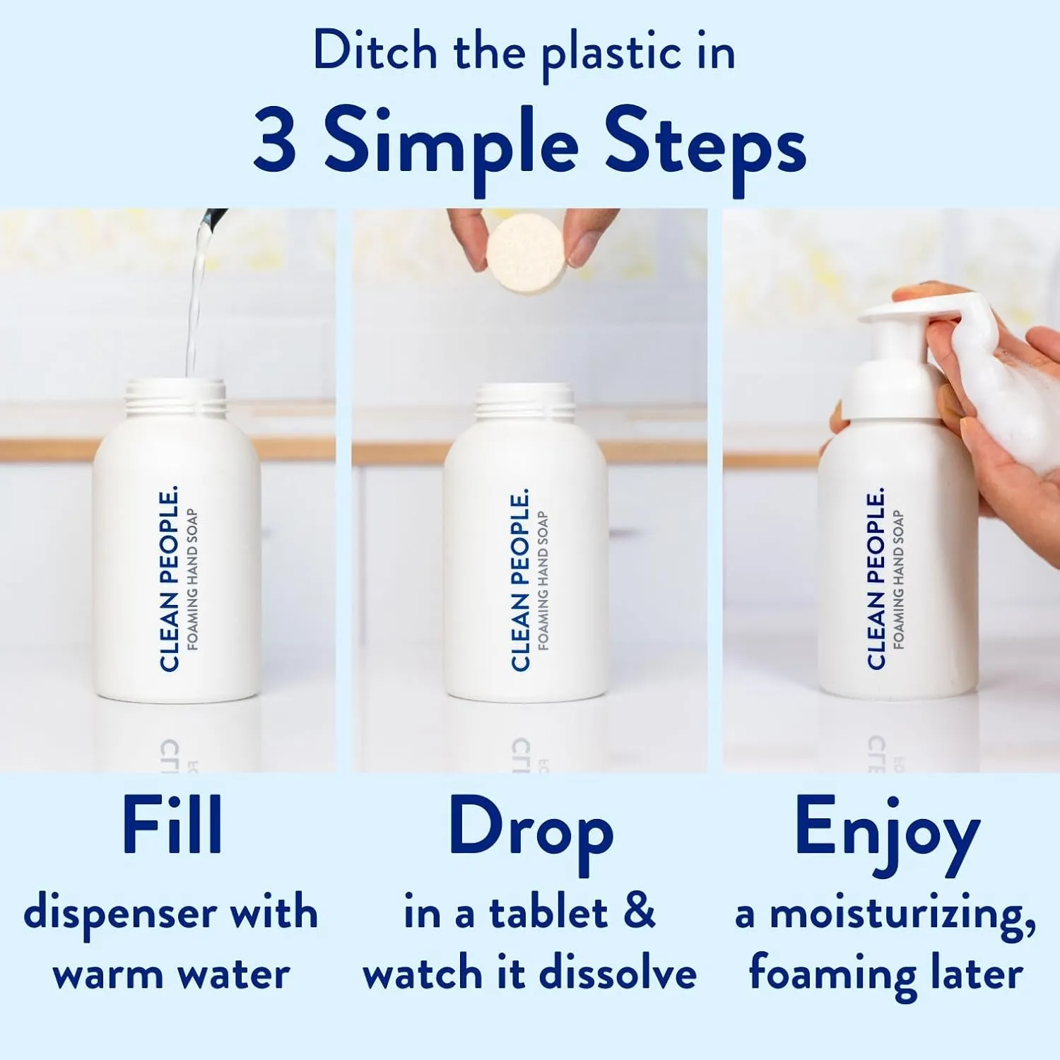 THE CLEAN PEOPLE Lavender Citrus Foaming Hand Soap Tablets - Hand Soap - Mess Free, Gentle on Skin, Makes 12 x 8 fl oz Bottles of Soap (12 Count, Lavender Citrus)