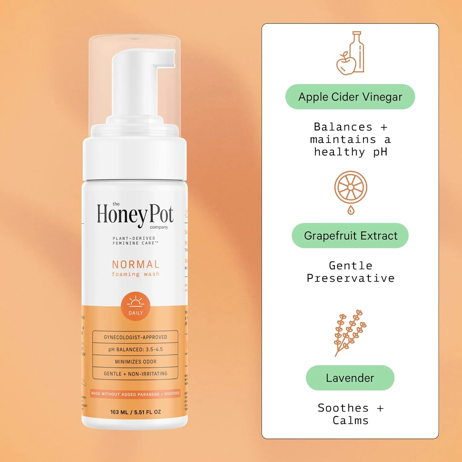 The Honey Pot Company - Feminine Wash - Herbal Infused - Sensitive Skin Types - PH Balanced Plant Based Hygiene Products - Normal - 5.51 Fluid Oz. (Pack of 3)
