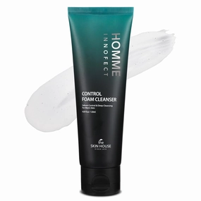The Skin House Homme Innofect Control Foam Cleanser for Men 4.05 fl.oz l Oily Skin Cleanser l Deep Cleansing, Pore Minimizer, l Korean Skin Care, Facial Wash, 120ml