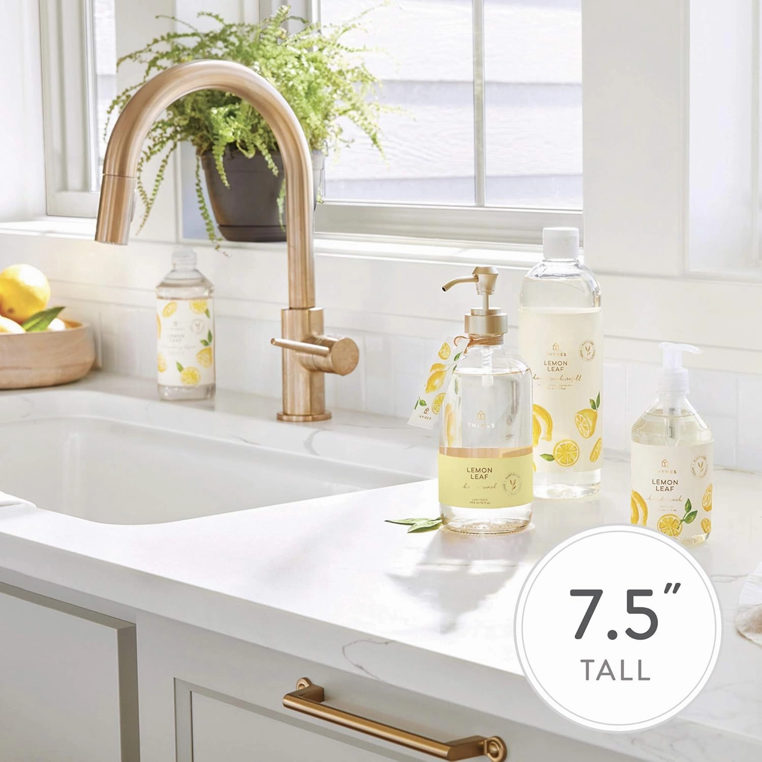 Thymes Hand Wash - Moisturizing Hand Soap Dispenser with Pump - Skin Care - Hydrating Liquid Soap Scented with Notes of Dewy Leaves, Lily of the Valley, Lemon Verbena, & Bergamot (Lemon Leaf, 9 fl oz)