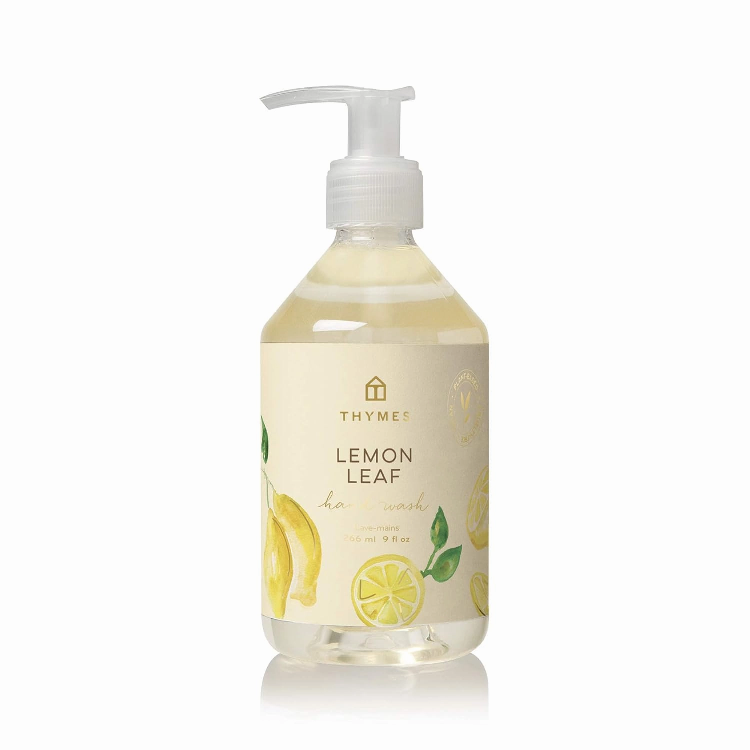 Thymes Hand Wash - Moisturizing Hand Soap Dispenser with Pump - Skin Care - Hydrating Liquid Soap Scented with Notes of Dewy Leaves, Lily of the Valley, Lemon Verbena, & Bergamot (Lemon Leaf, 9 fl oz)