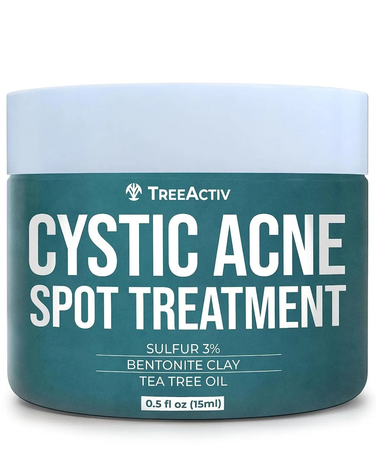 TreeActiv Cystic Acne Spot Treatment, Hormonal & Overnight Sulfur Cystic Treatment For Face, Pimples, and Blemishes for Adults, Men, and Women - 0.5oz 120  Uses