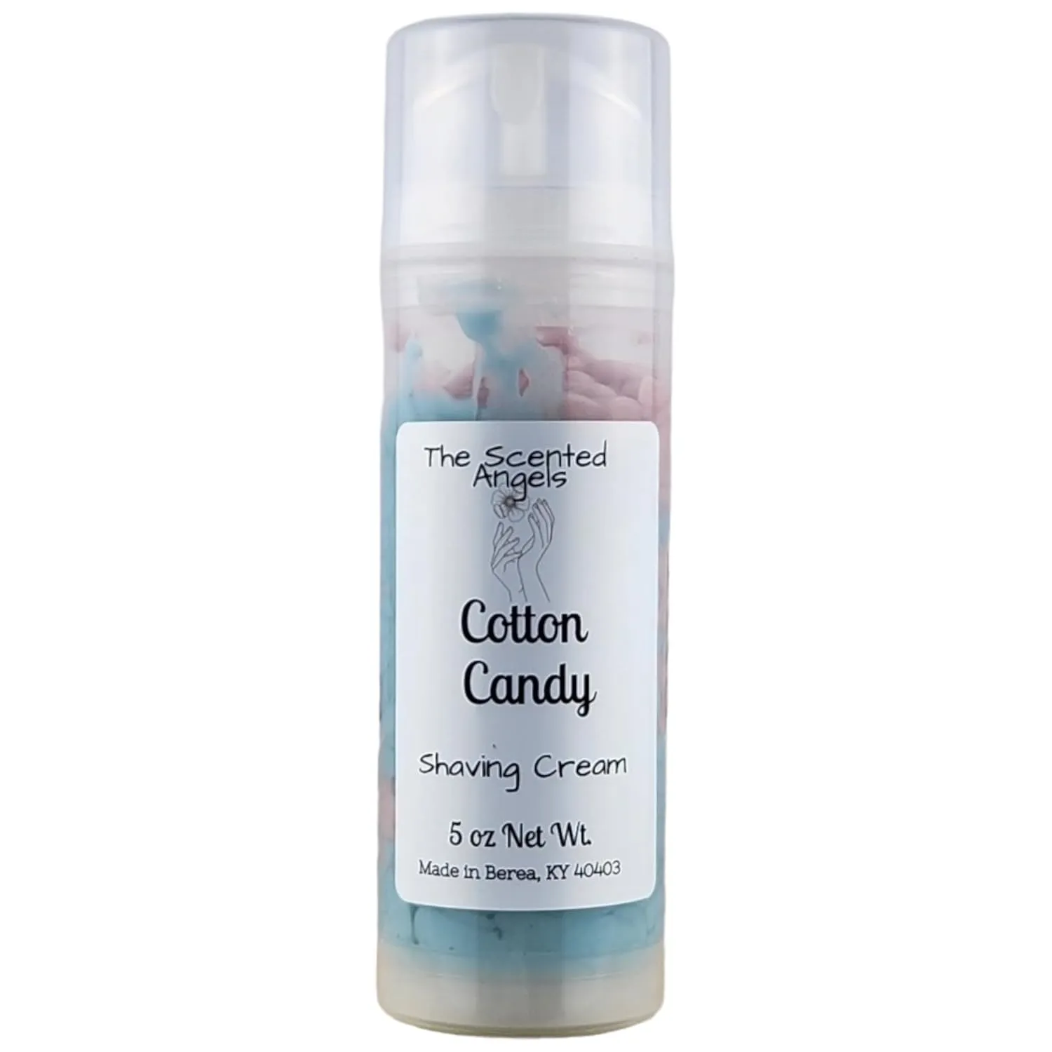 TSA Handmade All Natural Sensitive Skin Creamy Shaving Cream, Cotton Candy Swirl, Moisturize, Woman, Teens, Girls, Gift, Daily, Scented Fragrance, 5 oz