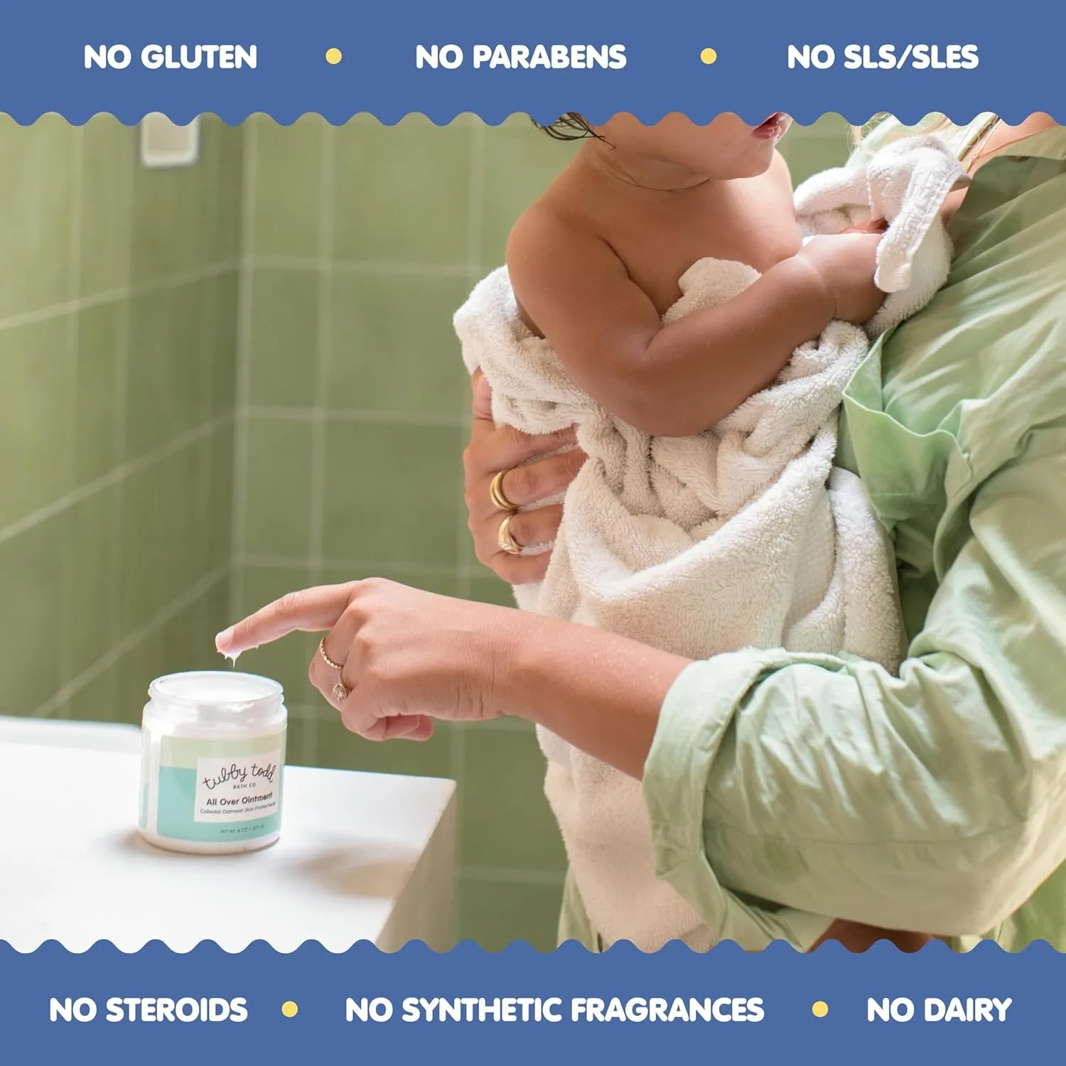 TUBBY TODD All Over Ointment - Baby Eczema Cream - Everyday Multi-Purpose Baby Skin Relief Cream - Sensitive Skin, Dry Skin & Irritation - Steroid & Gluten Free - Fragrance Free, 2 Pack 3.5oz & 8oz