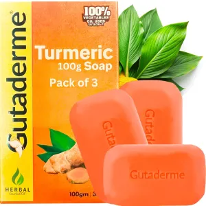 Turmeric Soap Bar (3 Pack x 100g bars) For Face & Body - Natural Soap Bar with Honey, Ginger for Smooth Skin, Deep Cleansing & Moisturizing Face Soap