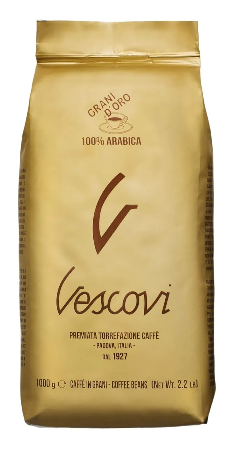 V Vescovi Grani D’Oro 100% Arabica – Premium Italian Espresso Beans, Medium Roast, 2.2 lb (1kg)
