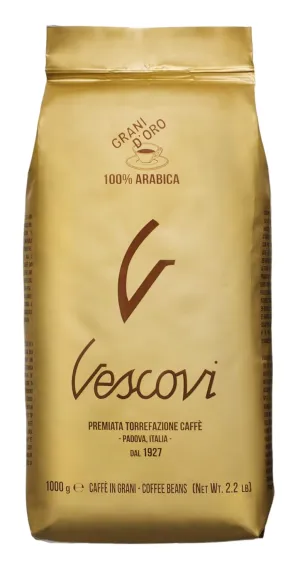 V Vescovi Grani D’Oro 100% Arabica – Premium Italian Espresso Beans, Medium Roast, 2.2 lb (1kg)