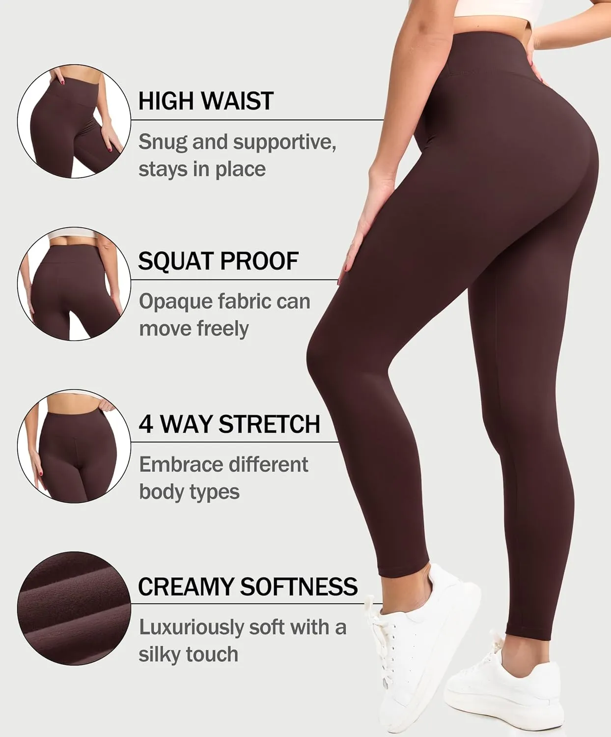 VALANDY Creamlush 3 Pack Leggings for Women-High Waisted Buttery Soft Stretch Yoga Lounge Pants