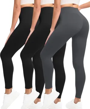 VALANDY Creamlush 3 Pack Leggings for Women-High Waisted Buttery Soft Stretch Yoga Lounge Pants