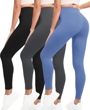 VALANDY Creamlush 3 Pack Leggings for Women-High Waisted Buttery Soft Stretch Yoga Lounge Pants