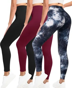 VALANDY Creamlush 3 Pack Leggings for Women-High Waisted Buttery Soft Stretch Yoga Lounge Pants