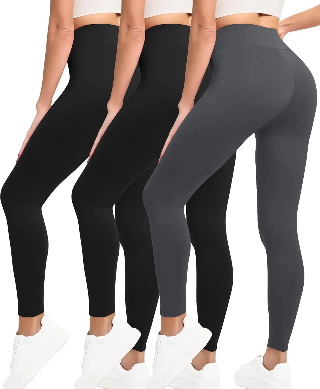 VALANDY Creamlush 3 Pack Leggings for Women-High Waisted Buttery Soft Stretch Yoga Lounge Pants