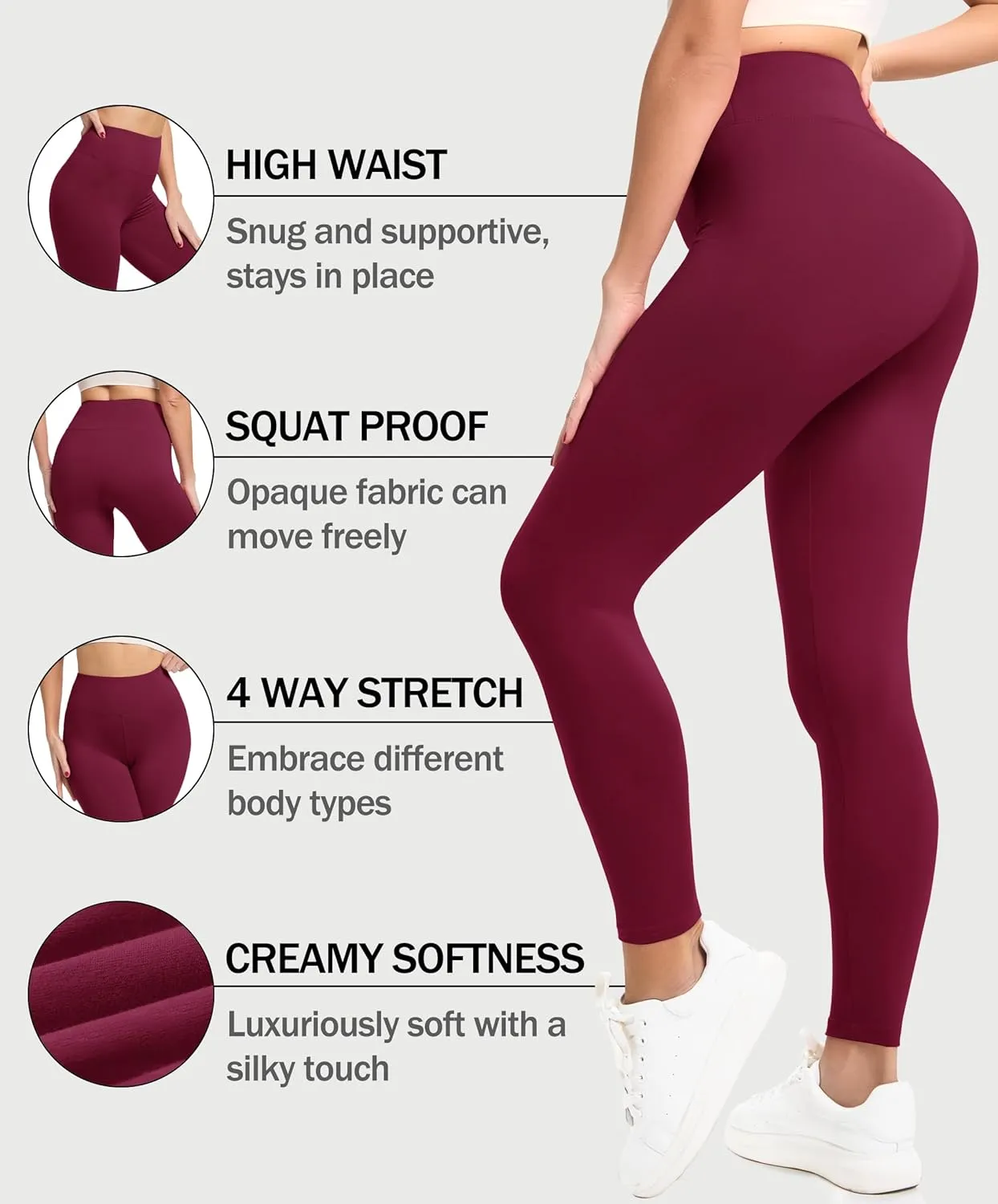 VALANDY Creamlush 3 Pack Leggings for Women-High Waisted Buttery Soft Stretch Yoga Lounge Pants