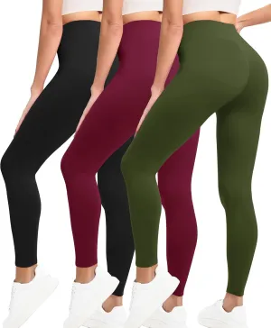 VALANDY Creamlush 3 Pack Leggings for Women-High Waisted Buttery Soft Stretch Yoga Lounge Pants