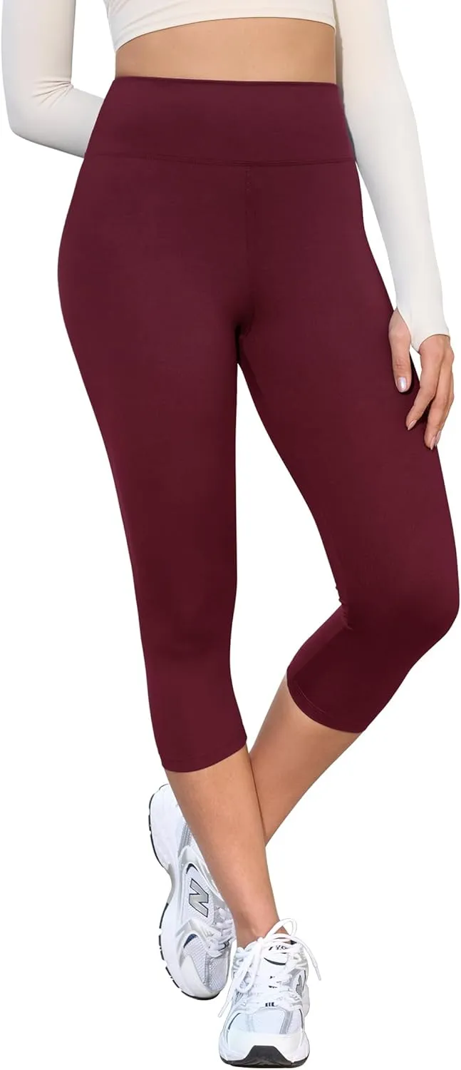 VALANDY Creamlush 4 Pack Capri Leggings for Women-High Waisted Stretchy Soft Yoga Lounge Pants(S-3XL)