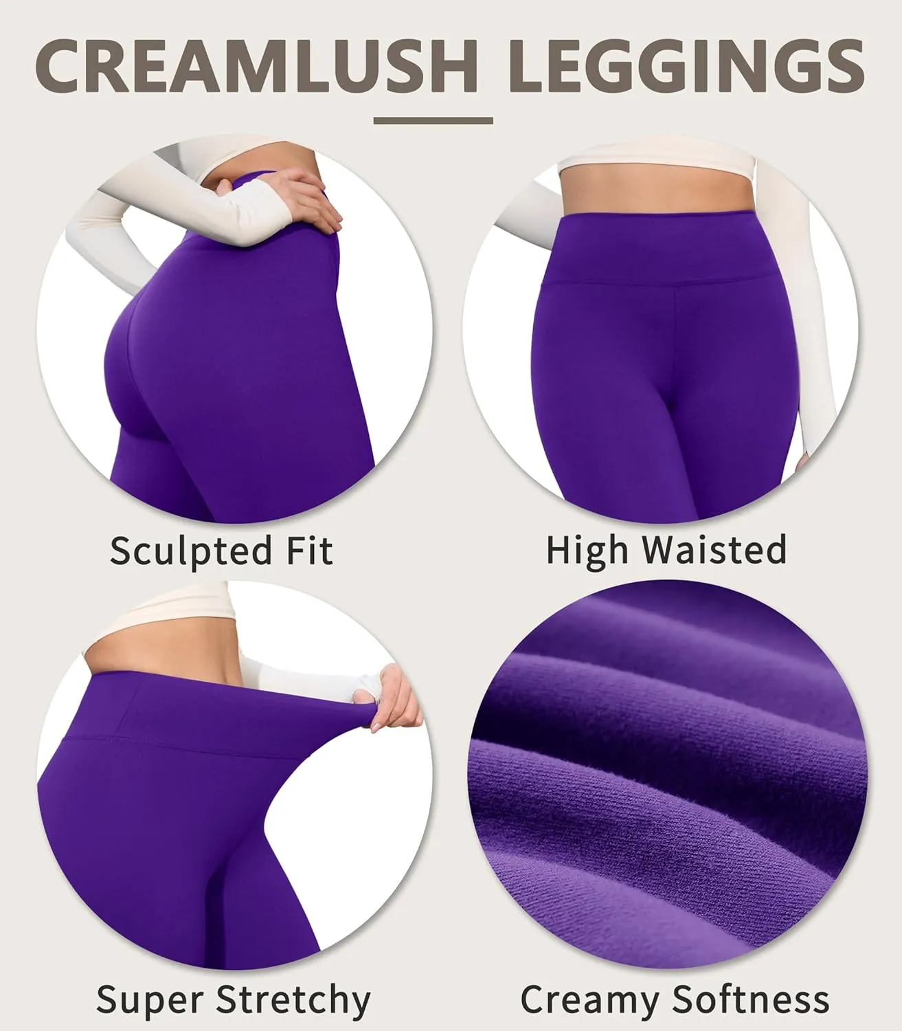 VALANDY Creamlush 4 Pack Capri Leggings for Women-High Waisted Stretchy Soft Yoga Lounge Pants(S-3XL)