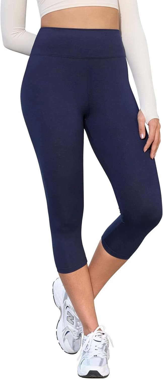 VALANDY Creamlush 4 Pack Capri Leggings for Women-High Waisted Stretchy Soft Yoga Lounge Pants(S-3XL)