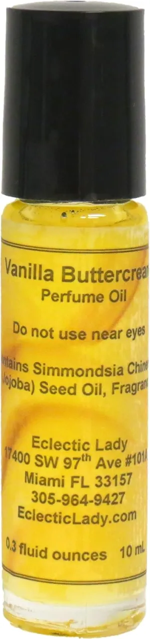 Vanilla Buttercream Perfume Oil, 0.3 Oz Portable Roll-On Fragrance with Long-Lasting Scent, Delightful Essential Oils & Jojoba Oil for Daily Use