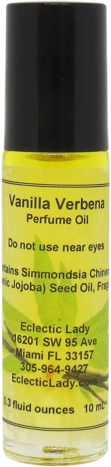 Vanilla Verbena Perfume Oil, 0.3 Oz Portable Roll-On Fragrance with Long-Lasting Scent, Delightful Essential Oils and Jojoba Oil For Daily Use