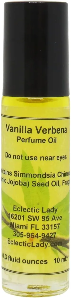 Vanilla Verbena Perfume Oil, 0.3 Oz Portable Roll-On Fragrance with Long-Lasting Scent, Delightful Essential Oils and Jojoba Oil For Daily Use