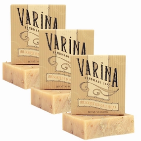 Varina Organic Unscented Oatmeal Bar Soap - Gentle Cleansing for Sensitive Skin, Unscented - 3 Pack