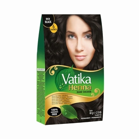 Vatika Naturals Permanent Hair Dye Rich Black, 100% Grey Coverage, Ammonia-Free, for Rich, Long-Lasting Color, No Damage, for Healthy, Vibrant Hair - 18 Sachets X 10g (Rich Black, Pack of 3)