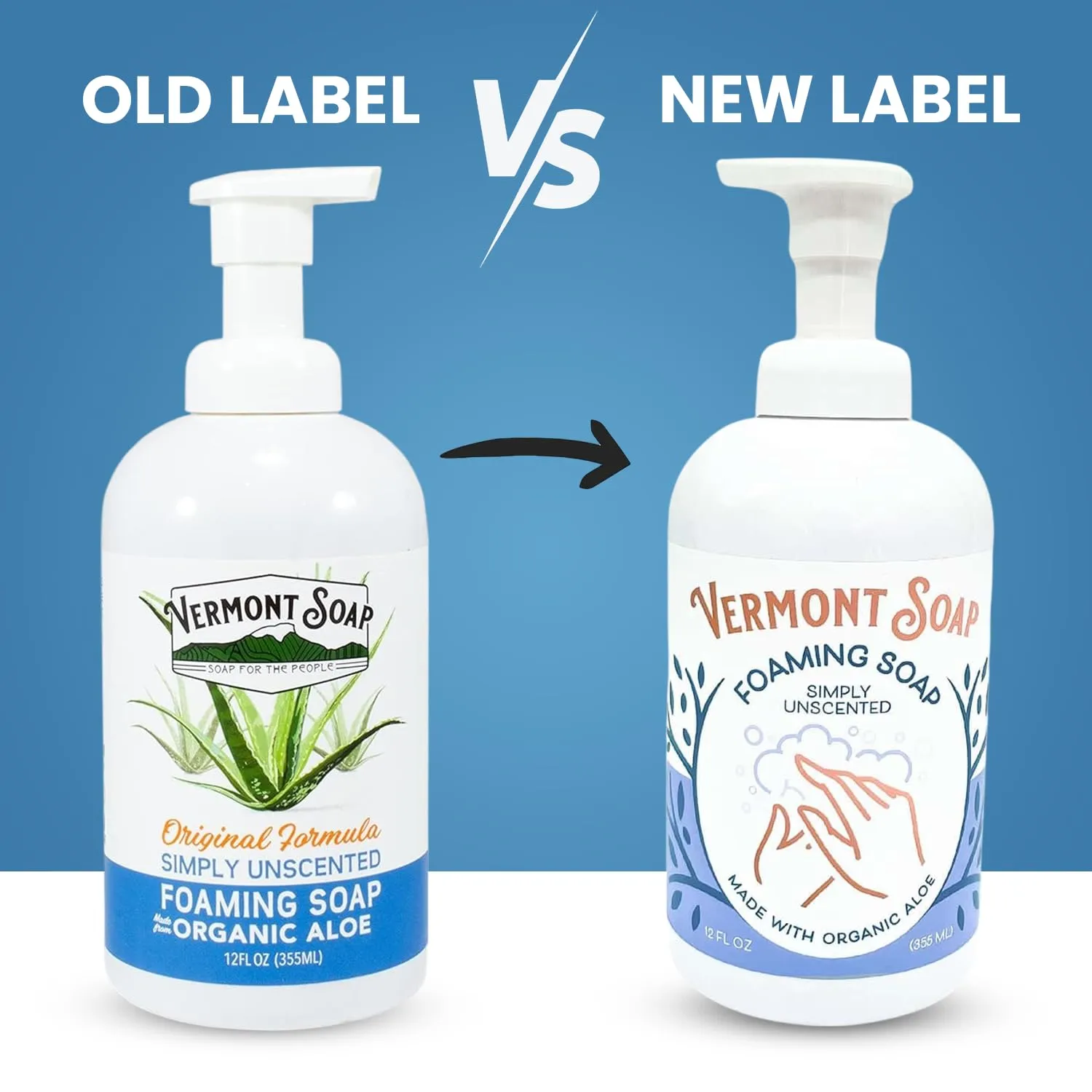 VERMONT SOAP Organic Unscented Foaming Hand Soap - Natural Moisturizing Soap for Dry Skin - Fragrance Free Liquid Bathroom Hand Soap Dispenser - Simply Unscented - 12 oz