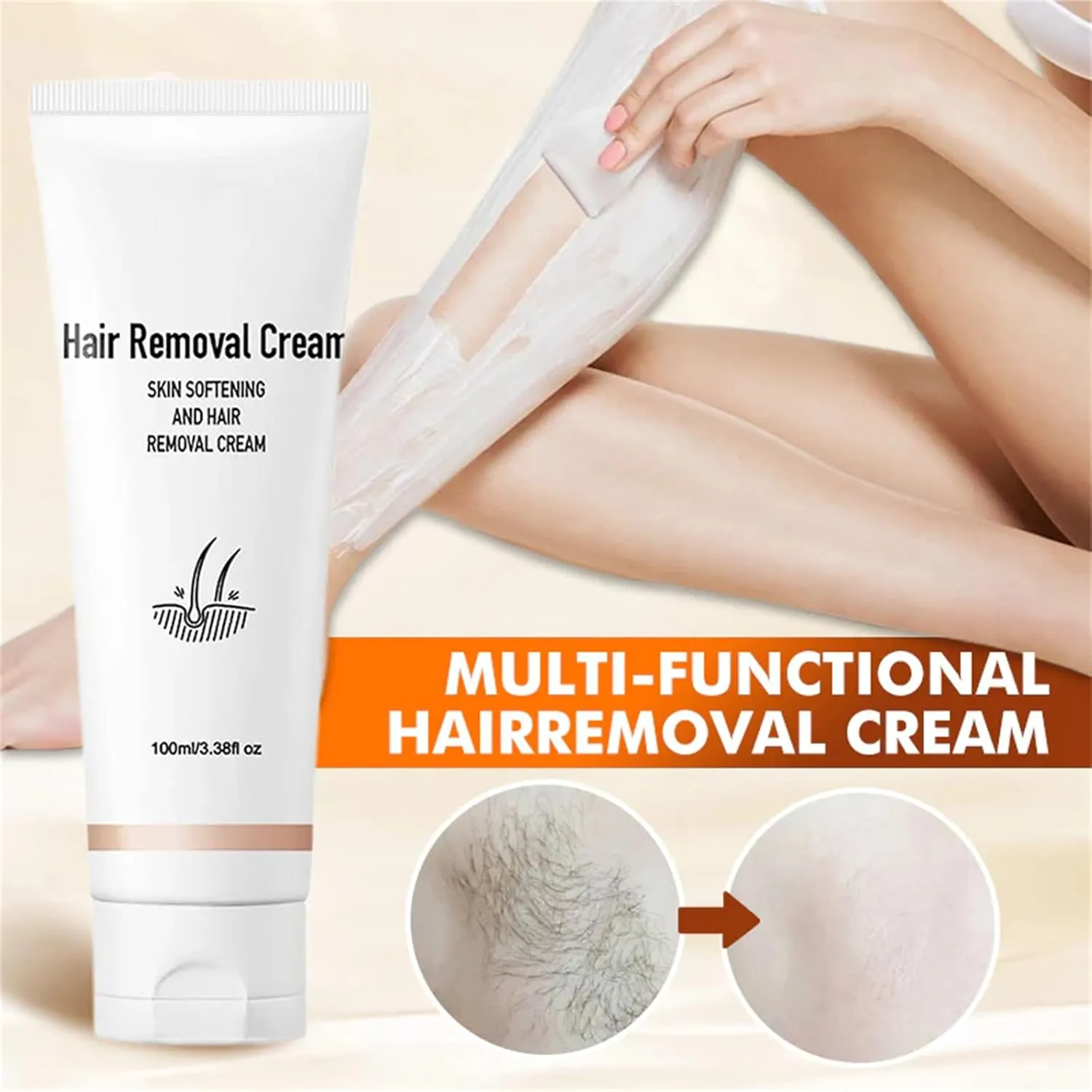 Versatile Aromatic Mild Formula Hair Removal Cream,Painless Hair Removal Cream,Suitable for Men and Women of All Skin Types (1PCS,Cucumber Scent)