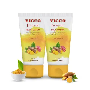 Vicco Turmeric Butter Lotion with Herbal Ingredients, Moisturizing Body Lotion, Hydrates & Nourishes Skin, For Daily Skincare Routine, (Pack of 2) 6.76 Fl Oz