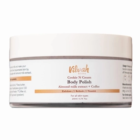 Vilvah Store Cookie N Cream Body Polish with Almond Milk and Coffee, 6.76 fl oz, All Skin Types