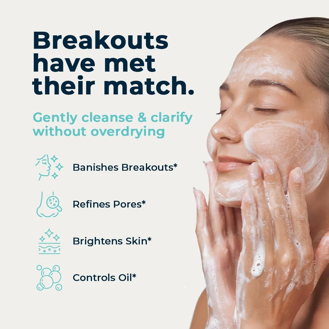 VitaMedica Clear Skin Probiotic Foaming Daily Face Wash - Gentle Water-Based Gel Facial Cleanser for Acne-Prone Skin - Moisturizing Formula with Aloe, Niacinamide, Hyaluronic Acid