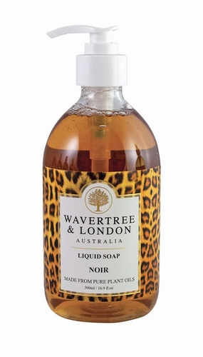 Wavertree & London Natural Liquid Soap Bottle with Dispenser Pump, Noir Scented Liquid Hand Soap for Bathroom, Kitchen - Australia Made Moisturizing Plant Oil Body & Hand Wash Soap